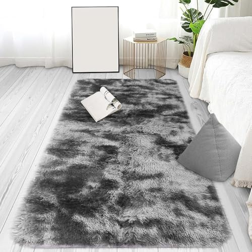 FERNVALE Super Soft Fluffy Carpet 120x80cm, Plush Shaggy Rug with 4.5cm Pile Height, Luxurious Artificial Wool Area Rug for Bedroom & Living Room, Non-Slip Latex Backing