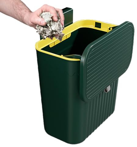 Hanging Trash Can, Cupboard Bin, 27x13x29cm, Hanging Trash Can With Lid, Food Waste Bin, Recycling Cupboard Bins For Kitchens, Bathroom, Toilet, Motorhome, Bedroom