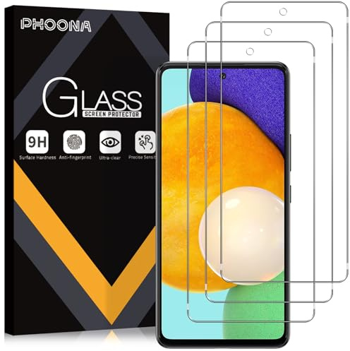 Phoona 3 Stück für Panzerglas für Samsung Galaxy A52, A52 5G, A52S 5G, Ultra-klar 9H Härte Panzer Schutz Glas, Full Screen Stoßfest Frei von Kratzern, HD Displayschutz Folie