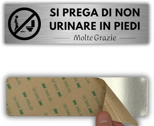 LEIASA | Panneau Ne pas uriner debout - 5 x 18 cm - Épaisseur 0,8 mm - Aluminium - Panneau de signalisation Salle de bain - Panneau Interdiction Ne pas uriner debout - Enseigne les toilettes - (ne pas