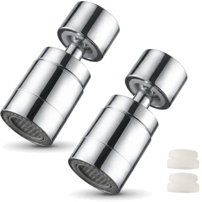 Aérateur de robinet 360° pivotant, embout de robinet cuisine économiseur d’eau avec mousseur orientable, adaptateur pour filetage externe M22 et interne M24, tête de robinet flexible pour évier