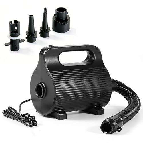 Tragbare 4-Düsen Luftpumpe 400W-600W, Elektrische Luftpumpe, Luftmatratzenpumpe, AC 220V Aufblas- & Entlüftungspumpe, Luftpumpe Luftmatratze, Air Pump für Matratze Aufblasbarer Pool Schwimmring