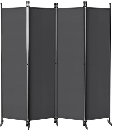 XMTECH Paravent Raumteiler 4-teilig 200x180cm Dunkelgrau Sichtschutz
