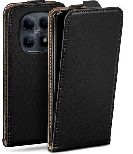 moex Flip Case für Redmi Note 15 5G Hülle klappbar mit 360 Grad Schutz, Handyhülle mit Displayschutz, PU Leder Handytasche Lederhülle, Flip Case Cover Klapphülle, Schwarz