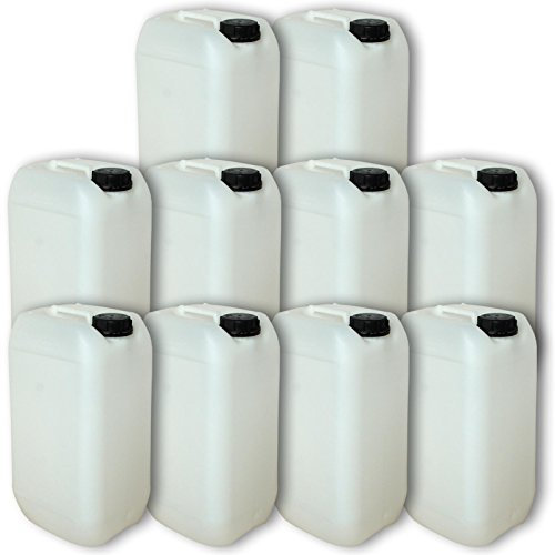 plasteo Lot de 10 bidons – Jerrican 15 L, HDPE Naturel, Ouverture DIN 61 qualité Alimentaire (10x22096)