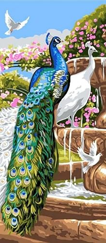 Grafitec Screen Printed Canvas for Tapestry or Needlepoint - Peacock Garden