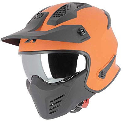 Astone Helmets - Elektron - Casque de moto jet - Casque jet 4 en 1 - Casque jet homologué - Coque en polycarbonate - Orange S