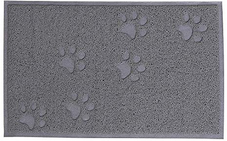 lionto Katzenklomatte aus robustem PVC, 32x45 cm, leicht zu reinigender Vorleger für Katzentoilette mit Anti-Rutsch-Beschichtung, Katzenstreumatte hält die Wohnung sauber, sanft zu Katzenpfoten, grau