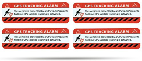 SECYOURITY - GPS Alarm Aufkleber PKW - Warnaufkleber für Auto & LKW (rot, 4)
