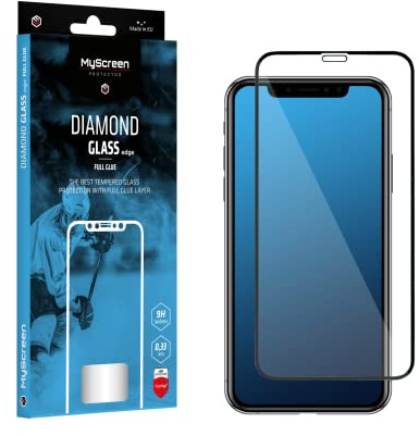 MyScreen Diamond Glass Edge Full Glue Screen Protector, Apple, iPhone XS Max, Black