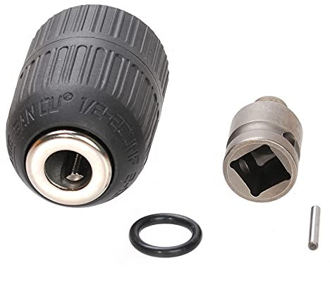 Carkio Schnellspannbohrfutter mit 1/2 Zoll Stecknuss quadratischer weiblicher Adapter, Schnellwechsel-Konverter-Umwandlungs-Werkzeug mit 1/2-20 UNF-Gewinde-Halterung für 2 - 13 mm