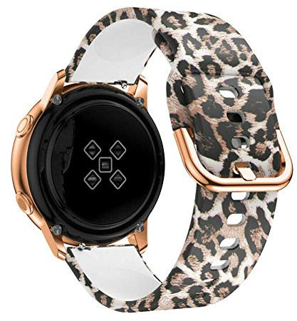 VeveXiao Correa Compatible con Samsung Galaxy Watch Active 2 Correa 40mm 44mm, liberación rápida 20mm, Silicona Impresa sin decoloración, Repuesto para Reloj Inteligente Vivoactive 3 Mujer (Leopardo)