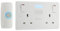 BG Electrical 822BELLWireless DoorBell with IP44 Rated Push Button and Double Power Socket, Battery Operated, White Moulded, Round Edge