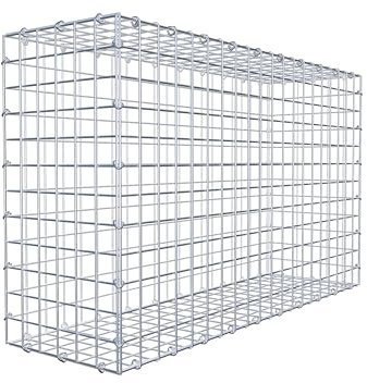 GABIONA Panier à pierre carré - Dimensions des mailles : 5 x 5 cm - Profondeur : 30 cm - Gabion : 100 x 60 x 30 cm (L x H x P) - Anneau en C