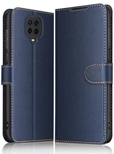 ELESNOW Hülle für Xiaomi Redmi Note 9S / Note 9 Pro, Premium Leder Flip Schutzhülle Tasche Handyhülle mit [ Magnetverschluss, Kartenfach, Standfunktion ] für Redmi Note 9S / Note 9 Pro (Blau)