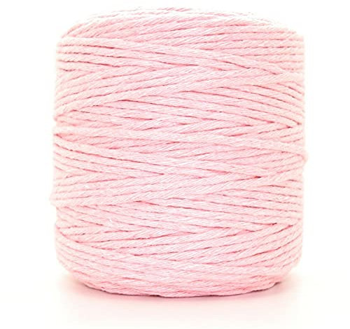 Premium Pink Macrame Cord, 100 m / 328 ft of 5 mm Thick Natural Cotton Thread Yarn Macrame Rope for Wall Hangings, Plant Hangers, DIY Crafts, Home Decorations, Gift Wrapping (Reel)