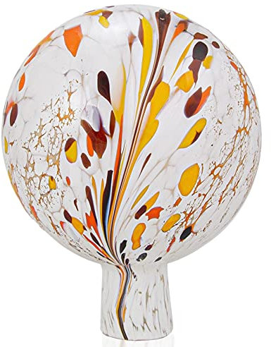 Jingle Bells Lauscha Gartenkugel Glas weiß/bunt geflammt