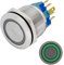 Lumonic Edelstahl Drucktaster flach 25mm Durchmesser I Mit einer Ring LED in Grün Maße: 2,8x0,5mm Pin s 250V 3A I Vandalismussicher nach dem IP65 Stan