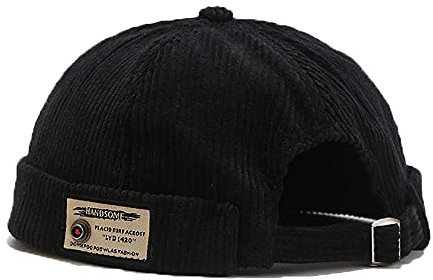 Herrenmütze, Dockermütze, Beanie, Matrosenmütze, Arbeitermütze, Rollmanschette, Retro, randlos, verstellbar, Dzm93 x Schwarz, Einheitsgröße