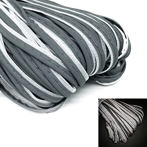 Yalulu 20 Meter Reflektierende Paspel-Streifen, Reflektierende Band zum Einfassung Paspelband für Kleidung, Taschen und Handtaschen (Dunkelgrau)