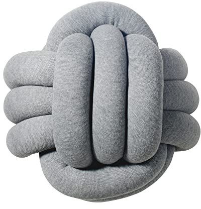 nordic coast company® Knotenkissen | Zopfkissen | Kissen geflochten | Zierkissen | Sofakissen | Dekokissen maritim | Knoten Kissen | Kissen geflochten | Baumwolle Strick 40x40cm (Grau)