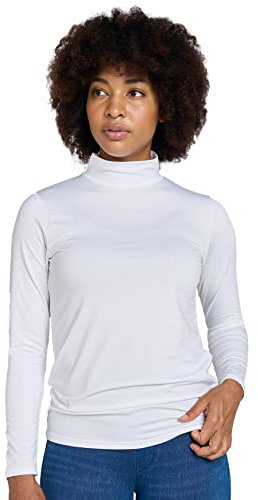 LAPASA Damen Stehkragen Thermounterhemd, Innenfleece Thermounterwäsche langärmliges Thermo-Shirt Funktionsunterwäsche Oberteil (L89 Wärmer), Weiß (wärmer), XXL