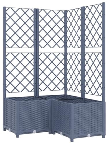 vidaXL Fioriera da Giardino con Graticcio Grigio Blu 80x80x136 cm PP