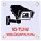 Sosenco Achtung VIDEOÜBERWACHUNG Schild 12x12 cm | wetterfest Emailschild | Kameraüberwachung – Überwachungskamera – Alarmanlage – Keramik Emailleschild - Warnschild.
