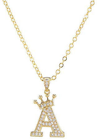 Initial Halskette Krone CZ Zirkon 26 Englisch Brief Anhänger Schlüsselbein Kette Damen Mädchen Mode Persönlichkeit Schmuck