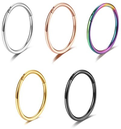 Lantine 5 Stück 16G Kleine Helix Piercings Ring Hoop Set 316L Chirurgenstahl Septum Piercing Tragus Knorpel Ohrpiercing Ohrringe 6mm
