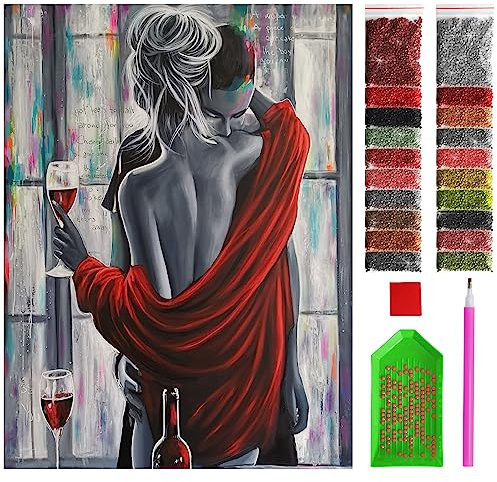 ARTULIO Diamond Painting Set - Sinnlicher Abend mit Weinglas - 30x40 cm – 5D Diamant Painting Bilder, Diamond Painting Erwachsene