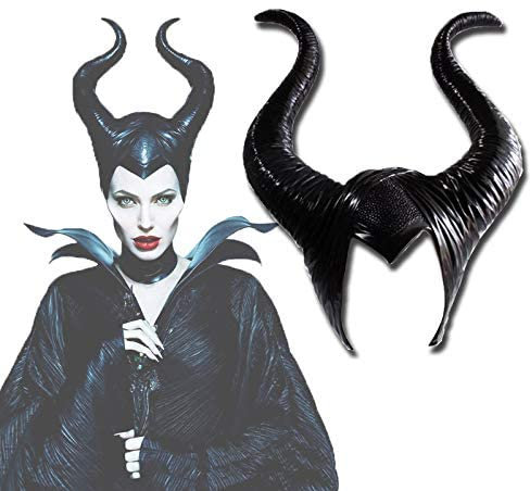 Tibroni Halloween Cornes de Maléfique en Latex Couleur Noir, Corne Malefique Femme, Halloween Cosplay Maleficent Corne, Evil Queen Costume Cosplay Coiffure, Unisexe Taille Unique