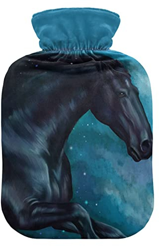 Pferde-Wärmflasche mit Bezug, weich, warm, für Winterbett, Hand, Hals und Schultern, 2 l