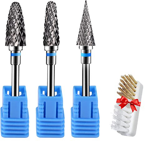 CGBE 3 Stück Nagelfräser Aufsätze, Wolframlegierung Nagelfräser Schleifköpfe Hartmetall Bits Entfernen Gel Acryl Nagelhaut, Professioneller Fräser Bits Mittlere Körnung für Maniküre Pediküre