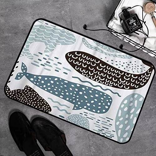 GOSUNA Memory Foam Badezimmer- 40 x 60 cm,Seetier Pelzrobbe Wal Oktopus Fisch kindlich,Badteppich Saugfähige Rutschfester Badvorleger Waschbar Badematte