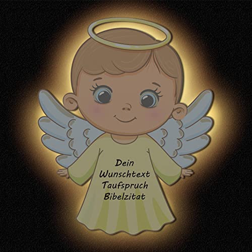Schutzengel Engel Kinder Wand Licht mit Namen personalisiert I Dekoration Zimmer Deko Geschenke für Mädchen & Jungen zur Geburt Taufe Geburtstag I LED Batterie Nachtlicht Lampe