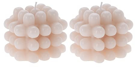 your castle Bubble Kerzen Set 2 Stück rosa-Creme - nachhaltige Deko Kerzen, 7,2x7,2x7,2 cm