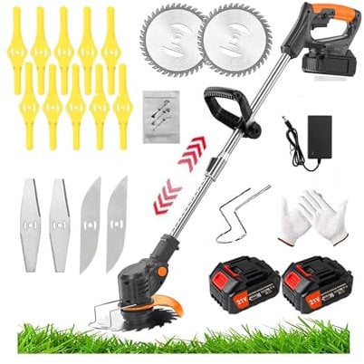 Rasentrimmer mit Akku Rasenkantenschneider Akku Rasentrimmer mit Akku 24V Akku Freischneider & Akku Trimmer 90° drehbarer für Rasenschneiden Rasenpflege Auffahrt und Garten
