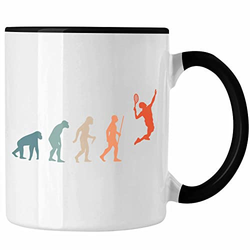 Trendation - Lustige Badminton Tasse Geschenk für Badmintonspieler Badminton Lehrer Coach Trainer Geschenkidee Evolution (Schwarz)