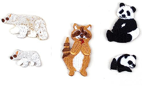 TSLRSA 5 Stück Tier Patches zum Aufbügeln bügelbilder Bestickte Aufnäher für Hosen Jeans Hemden Kleidung und Handarbeiten bügelflicken Kinder(Kleiner Bär)