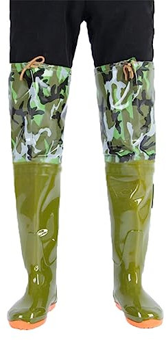 Stivali A Coscia da Pesca Stivali da trampoliere in PVC Impermeabile for Pesca/Agricoltura/acquacoltura Verde Mimetico (Size : 42)