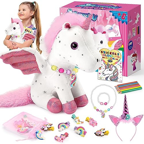 Peluche Licorne Cadeau Fille 3-10 Ans,Jouet Fille 3-10 Ans Licorne Peluche Fille Loisirs Créatifs Fille 3 4 5 6 7 Ans Cadeau Anniversaire Fille 4-12 Ans Kit Bracelet Fille Jouet Enfant 4-12 Ans