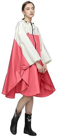 LAMA Mode Regenponcho Unisex Regenmantel Atmungsaktiv Regencape Leicht Regenjacke Regenschutzbekleidung Raincoat als Picknickdecke Sonnensegel für Herren Damen Wandern Camping Reisen, Weiß Rot