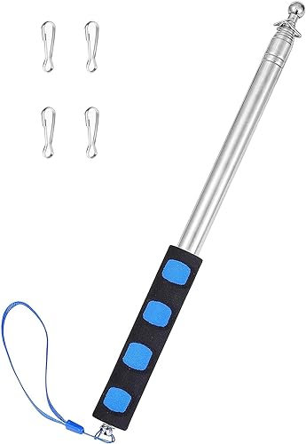 Difounmas 2.5m Teleskop Fahnenmast Set,Handheld teleskop fahnenmast, Blau teleskopstab Fahnenstange Ausziehbar mit 4 Stücke Karabinerhaken,für Reiseleiter Camping Lehrer Ausflüge Wettbewerbe (Blau)