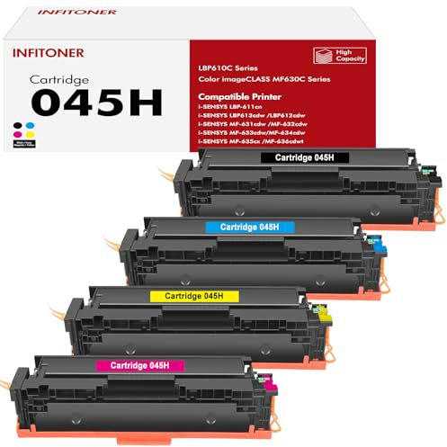4-Pack 045H kompatibel für CRG-045H CRG-045 045 Tonerkartuschen Ersatz für Canon ImageCLASS MF-633cdw MF-635cx MF-634cdw LBP612cdw LBP613cdw MF-631cdw MF-632cdw (Schwarz Cyan Gelb Magenta)