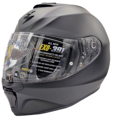 Scorpion Exo-391 Solid Negro Mate | Casco de Moto Integral Unisex Hombre y Mujer Homologado ECE 22.06