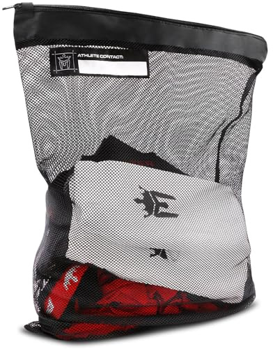 Meister XL Waschtasche für Sportler – großer Sportbeutel aus Netzstoff mit Reißverschluss – Schwarz