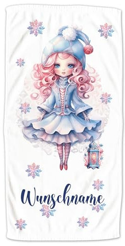 GRAZDesign Handtuch Prinzessin Weihnachten mit Namen personalisiert, Weihnachtsmotiv für Mädchen, Badetuch als Geschenk - 140x70cm