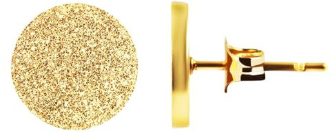 Akzent Damen-Ohrstecker Paar rund Edelstahl sandgestrahlt Plättchen ⌀10 mm Set Ohrringe goldfarbig Geschenk für Frauen