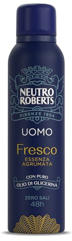 Neutro Roberts, Deodorant Spray für Herren, Zitrusessenz, mit geruchshemmend, ohne Aluminiumsalze, keine Flecken, mit reinem Glycerinöl, Deodorant für Herren, dermatologisch getestet, 150 ml, 48h